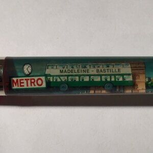 Paris France Floaty Pen Tour Eiffel Tower Arc de Triomphe Bus Moves by Metro Vtg